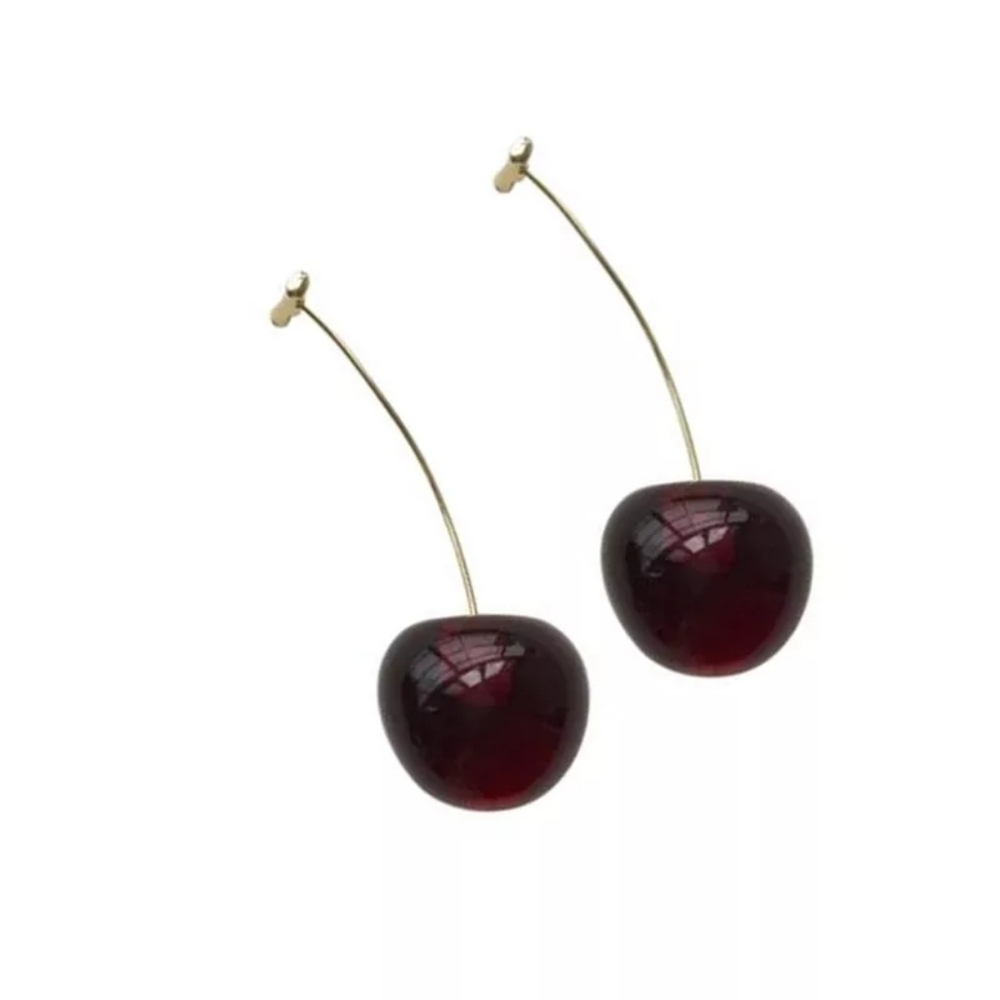 🍒 Cherry Earrings Deep Red